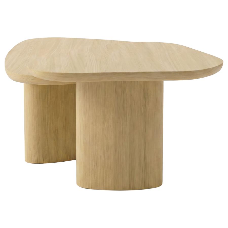 Arjona Honey Oak 2-Piece Triangular Nesting Coffee Table Set by Coaster at Eve Furniture