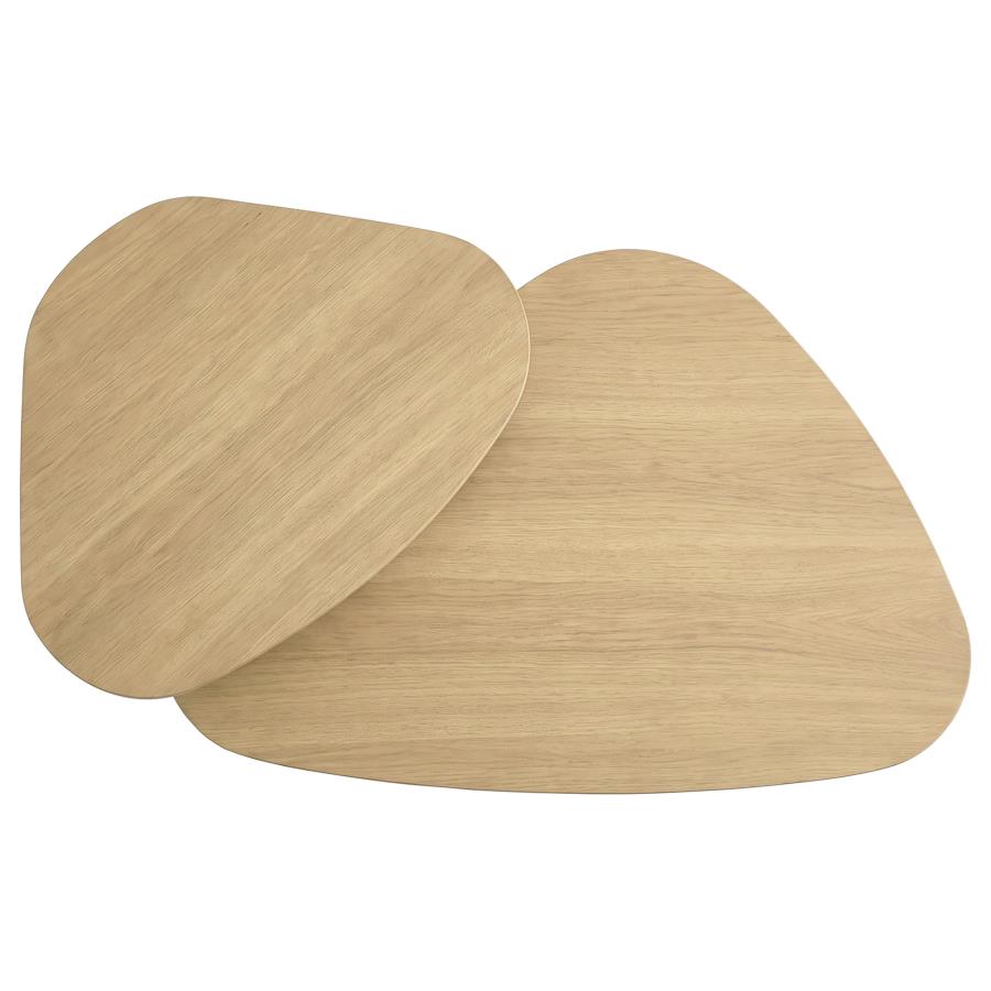 Arjona Honey Oak 2-Piece Triangular Nesting Coffee Table Set by Coaster at Eve Furniture