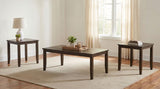 Holmes Dark Brown 3-Piece Geometric Top Coffee Table Set by Coaster at Eve Furniture