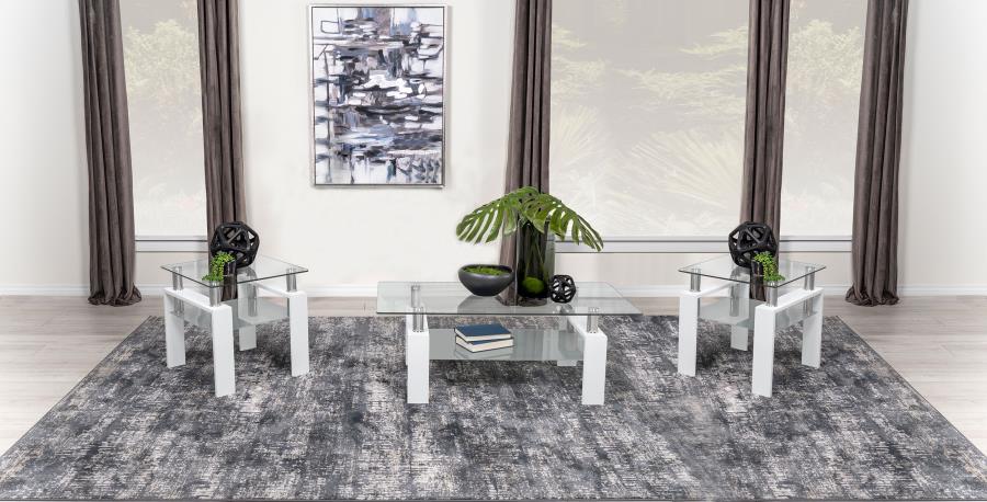 Dyer White 3-Piece Rectangular Coffee and End Table Set by Coaster at Eve Furniture
