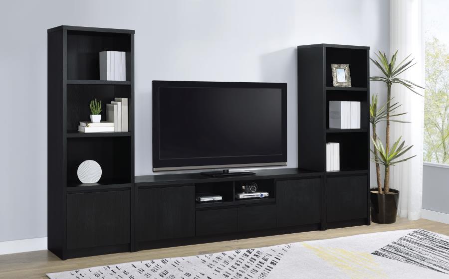 Winfield Black 3-shelf Media Tower Entertainment Pier