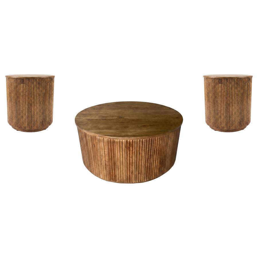 Coffey Light Brown 3-Piece Round Occasional Table Set by Coaster at Eve Furniture