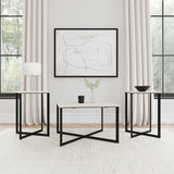Tobin White and Black 3-Piece Marble Top Coffee and End Table Set by Coaster at Eve Furniture