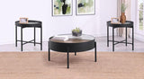 Ozella Sandy Black 3-Piece Round Coffee and End Table Set by Coaster at Eve Furniture