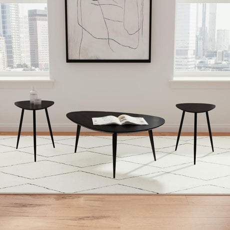 Odessa Black 3-Piece Triangular Coffee and End Table Set by Coaster at Eve Furniture
