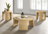 Artina Natural 3-Piece Rattan Coffee and End Table Set by Coaster at Eve Furniture