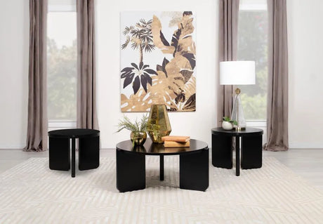 Cordova Black 3-Piece Solid Wood Coffee and End Table Set by Coaster at Eve Furniture