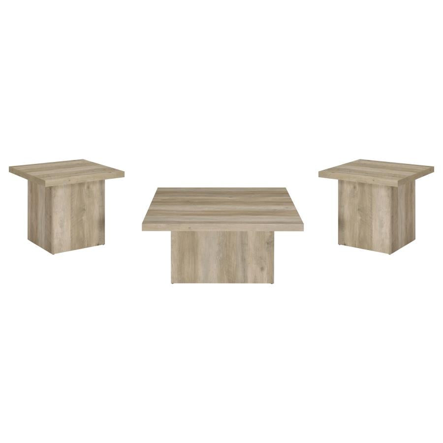 Devar Distressed Pine 3-Piece Square Occasional Table Set