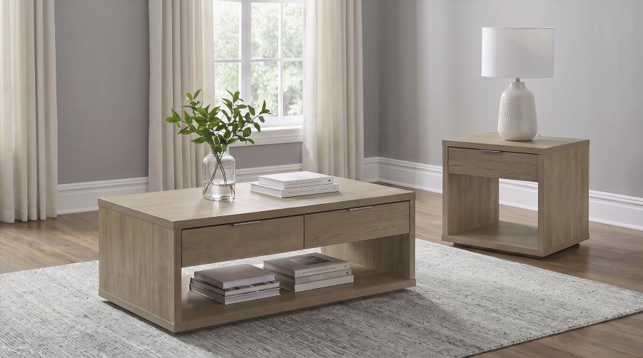 Ingram Latte 2-Piece Coffee and End Table Set with Storage