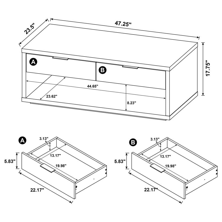 Ingram Latte 3-Piece Coffee and End Table Set with Storage