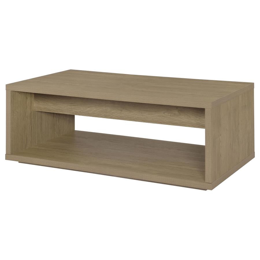 Ingram Latte 2-Drawer Rectangular Coffee Table with Open Shelf by Coaster at Eve Furniture