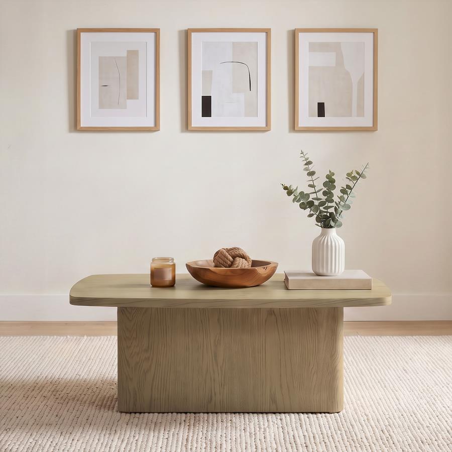 Fraser Greige Transitional Rectangular Pedestal Coffee Table by Coaster at Eve Furniture