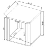 Alsina Greige Square End Table with Open Shelf by Coaster at Eve Furniture