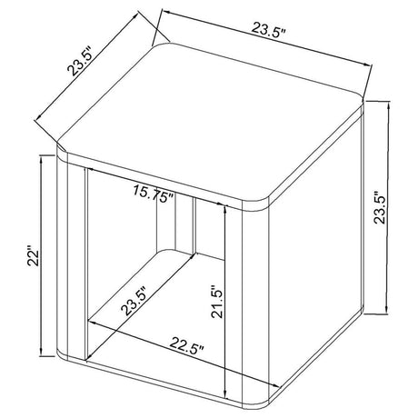 Alsina Greige Square End Table with Open Shelf by Coaster at Eve Furniture