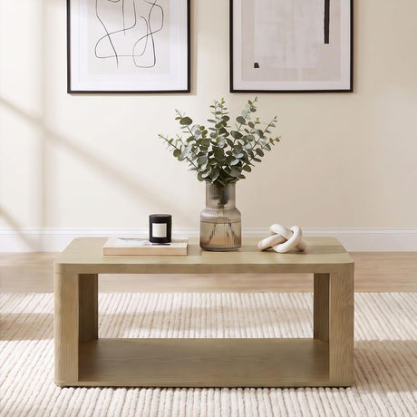 Alsina Greige Rectangular Coffee Table with Open Shelf by Coaster at Eve Furniture