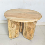 Dale Natural Mango Sculptural Round Solid Mango Wood End Table
