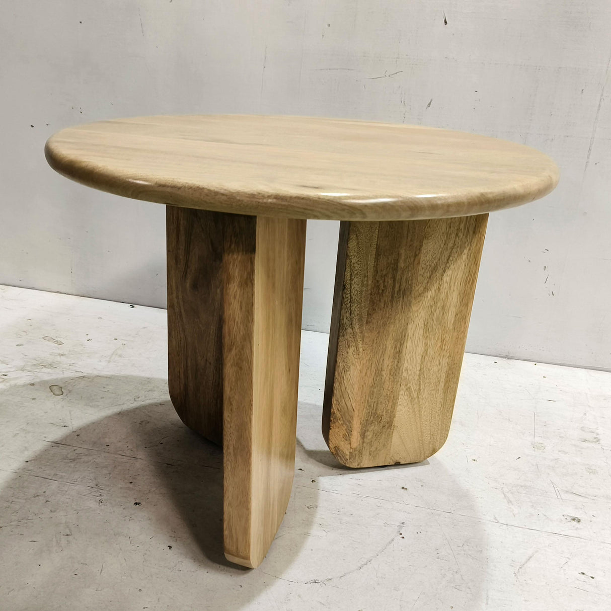 Dale Natural Mango Sculptural Round Solid Mango Wood End Table