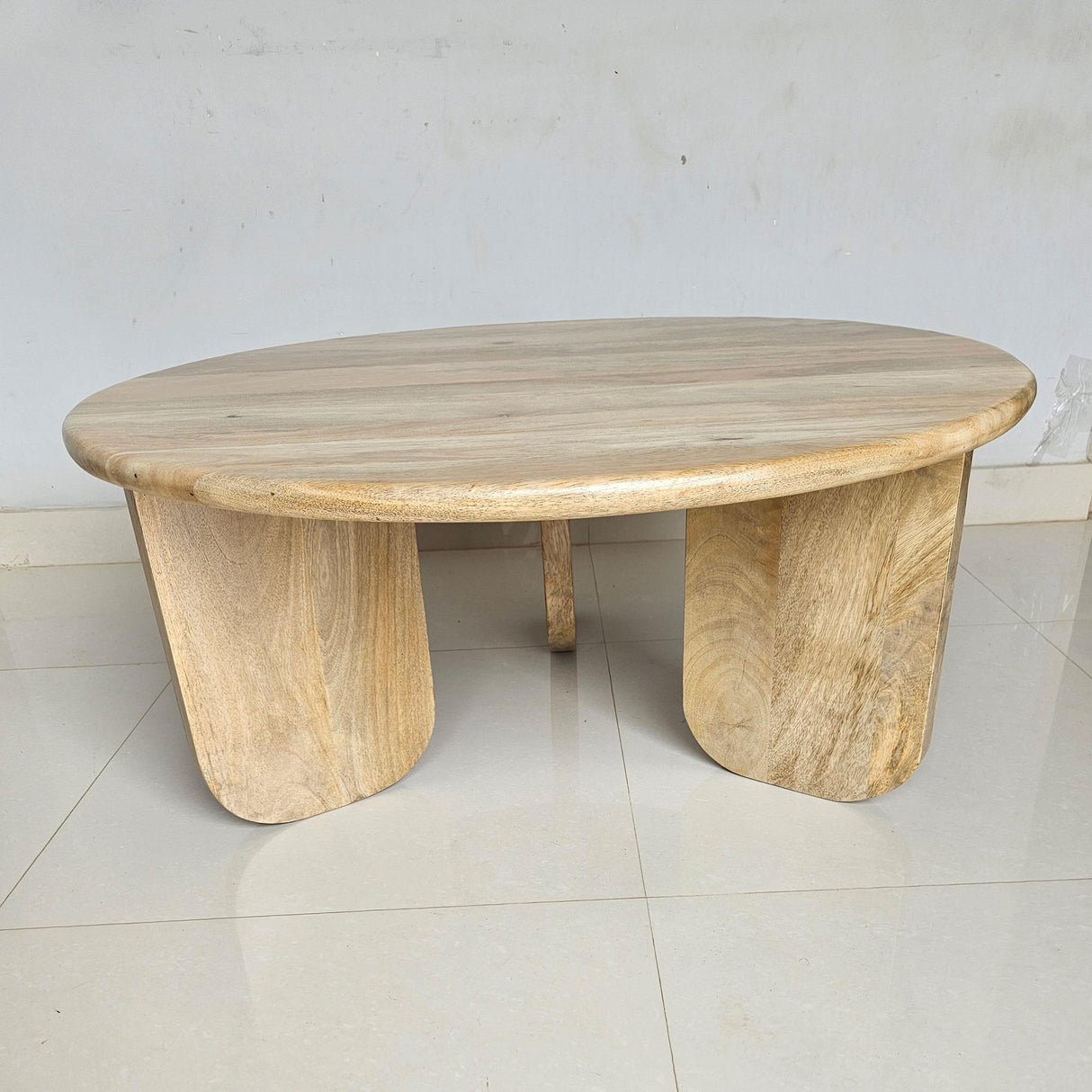 Dale Natural Mango Sculptural Round Solid Mango Wood Coffee Table