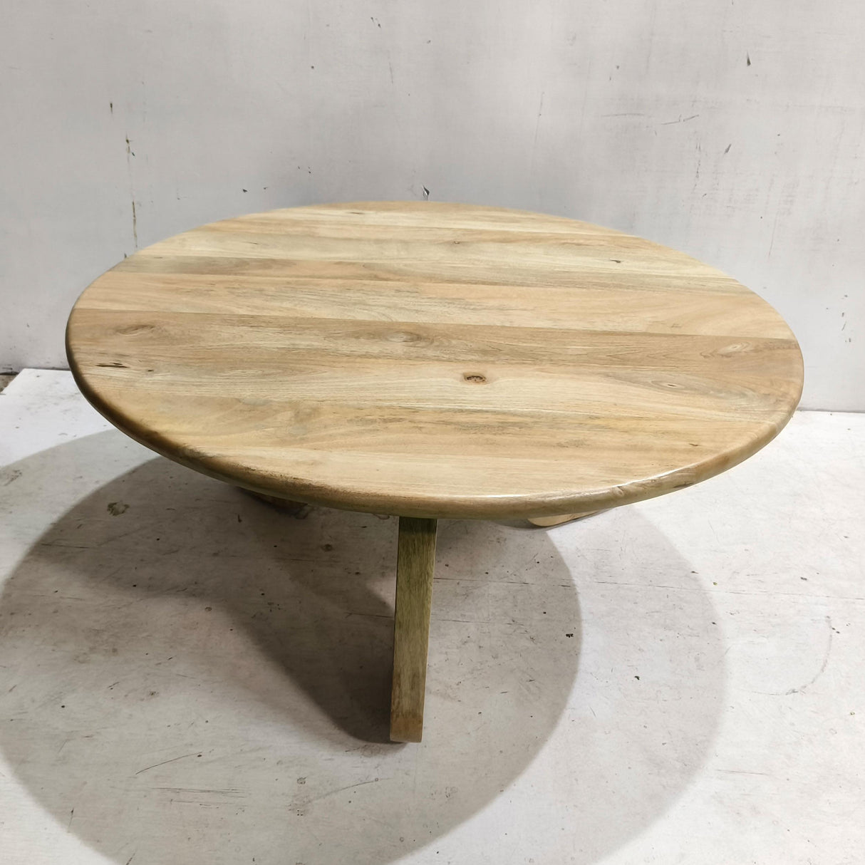 Dale Natural Mango Sculptural Round Solid Mango Wood Coffee Table
