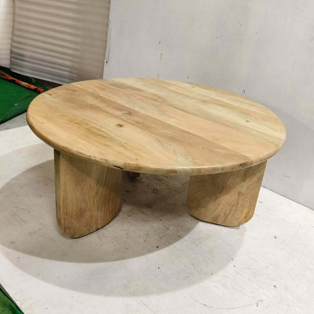 Dale Natural Mango Sculptural Round Solid Mango Wood Coffee Table