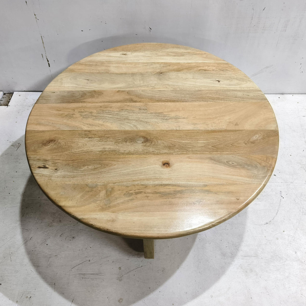 Dale Natural Mango Sculptural Round Solid Mango Wood Coffee Table