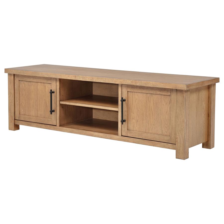 Beasley Golden Oak 2-Door 71-Inch Wood TV Stand Media Console by Coaster at Eve Furniture