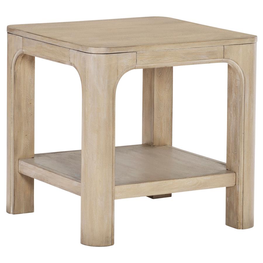Solano Weathered Mango Square Wood Side End Table with Shelf