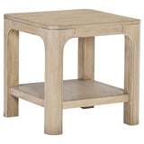 Solano Weathered Mango Square Wood Side End Table with Shelf