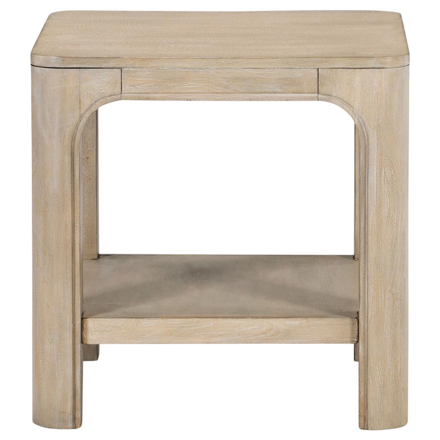 Solano Weathered Mango Square Wood Side End Table with Shelf