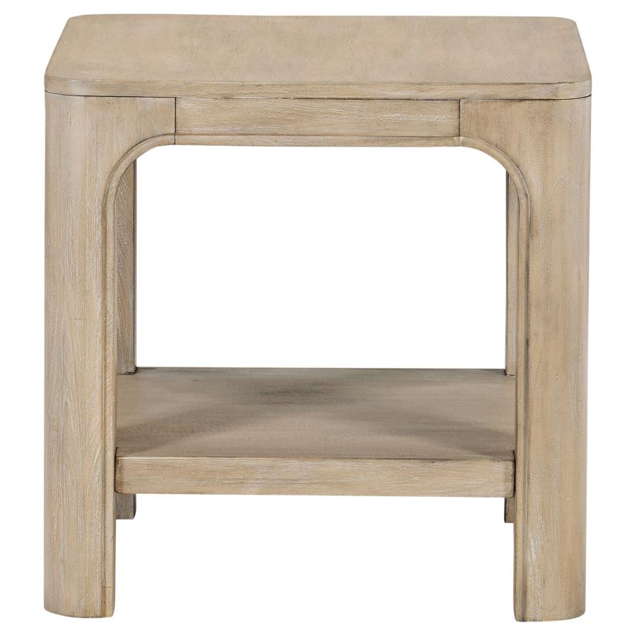 Solano Weathered Mango Square Wood Side End Table with Shelf
