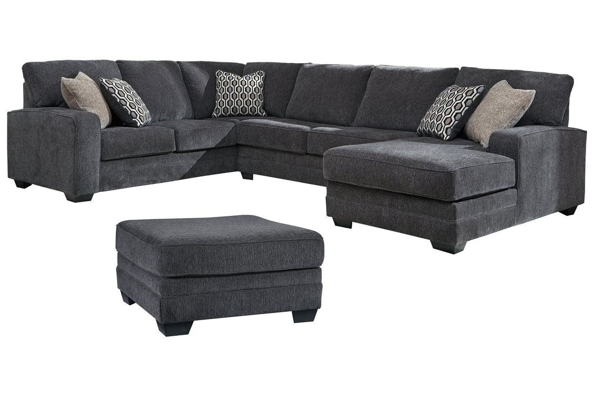 Tracling Slate 3-Piece Sectional with Ottoman