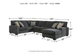 Tracling Slate 3-Piece Sectional with Ottoman