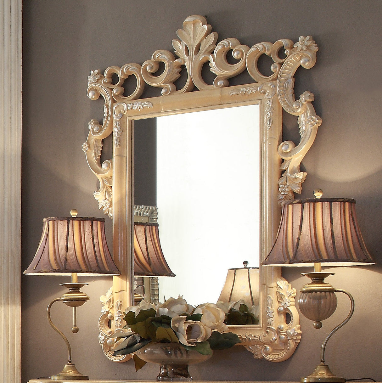 HD-7266 Bisque/Silver Highlighting Mirror by Homey Design at Eve Furniture