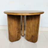Dale Honey Mango Sculptural Round Solid Mango Wood End Table