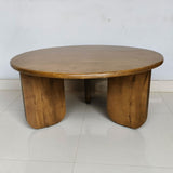 Dale Honey Mango Sculptural Round Solid Mango Wood Coffee Table