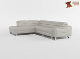 Ventura Light Gray Leather Left Side Chaise Sectional with Adjustable Headrests by Homelegance at Eve Furniture