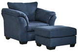 Darcy Blue Chair and Ottoman