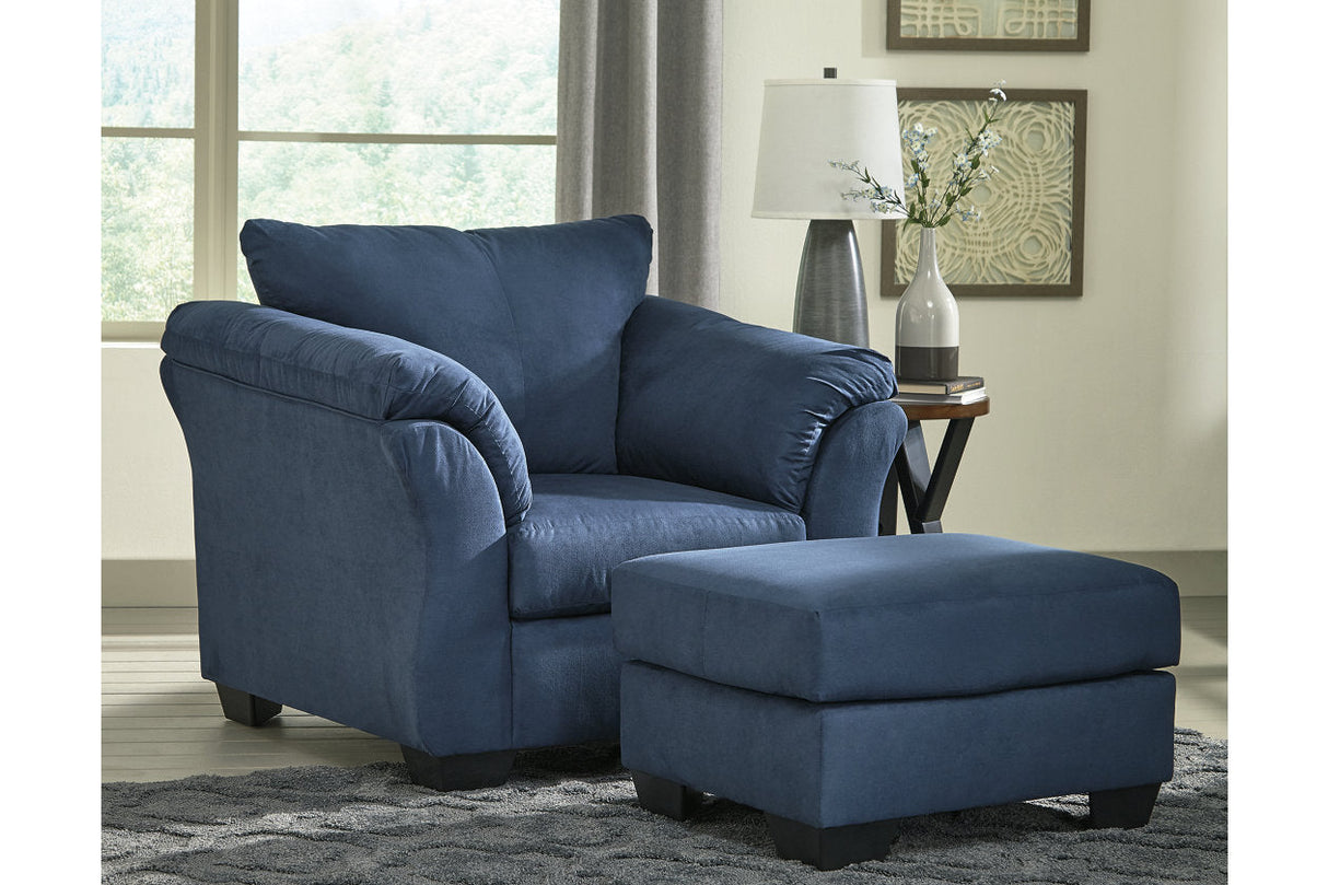 Darcy Blue Chair and Ottoman