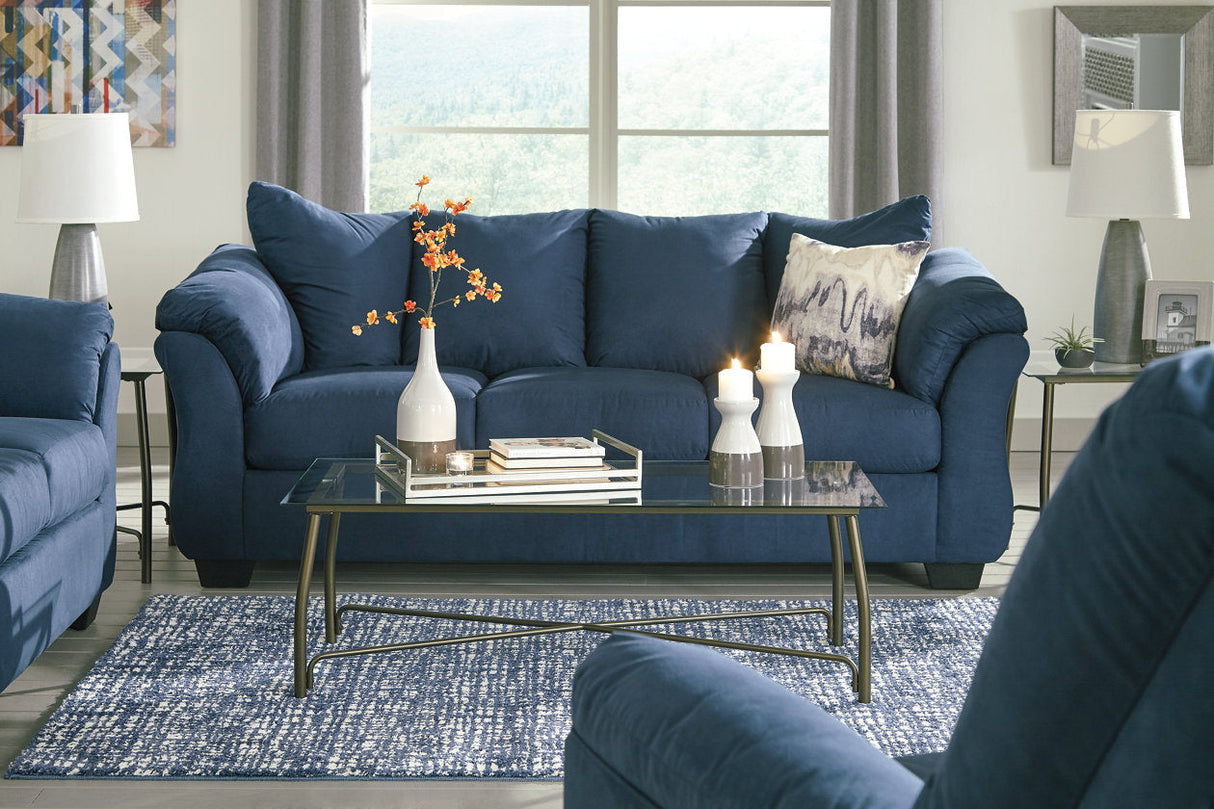 Darcy Blue Sofa and Recliner