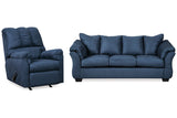 Darcy Blue Sofa and Recliner