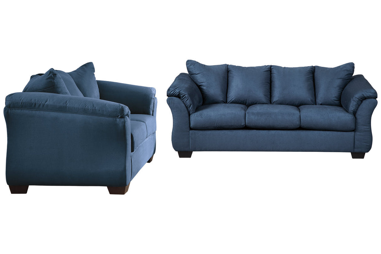 Darcy Blue Sofa and Loveseat