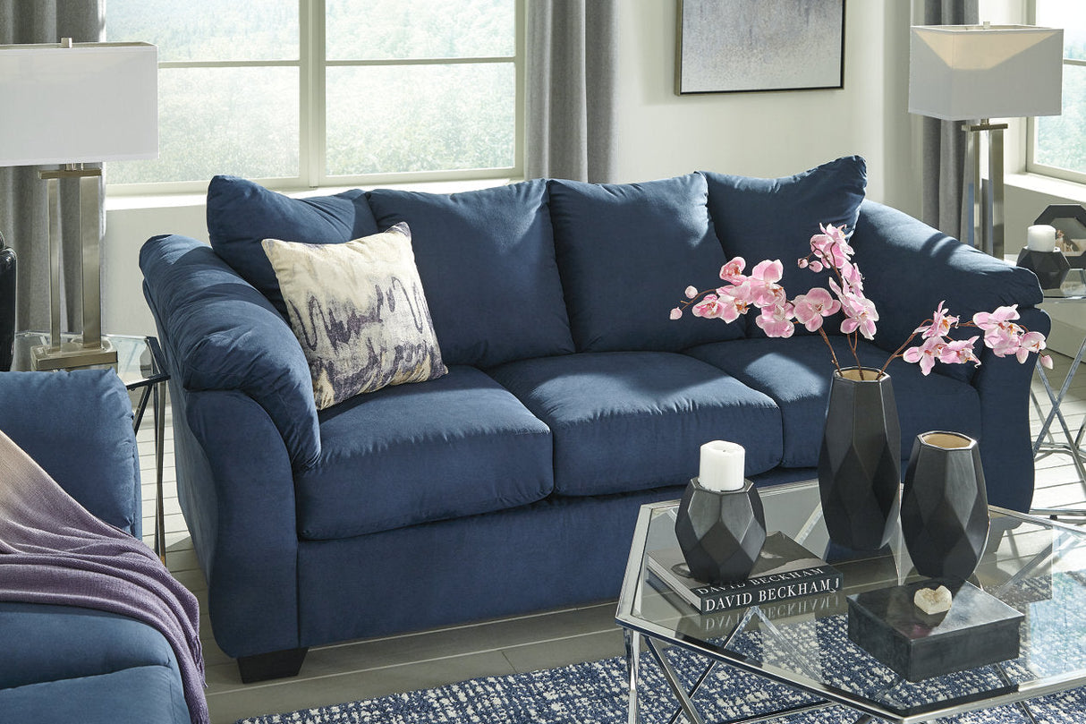 Darcy Blue Sofa and Recliner