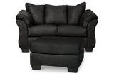 Darcy Black Loveseat and Ottoman