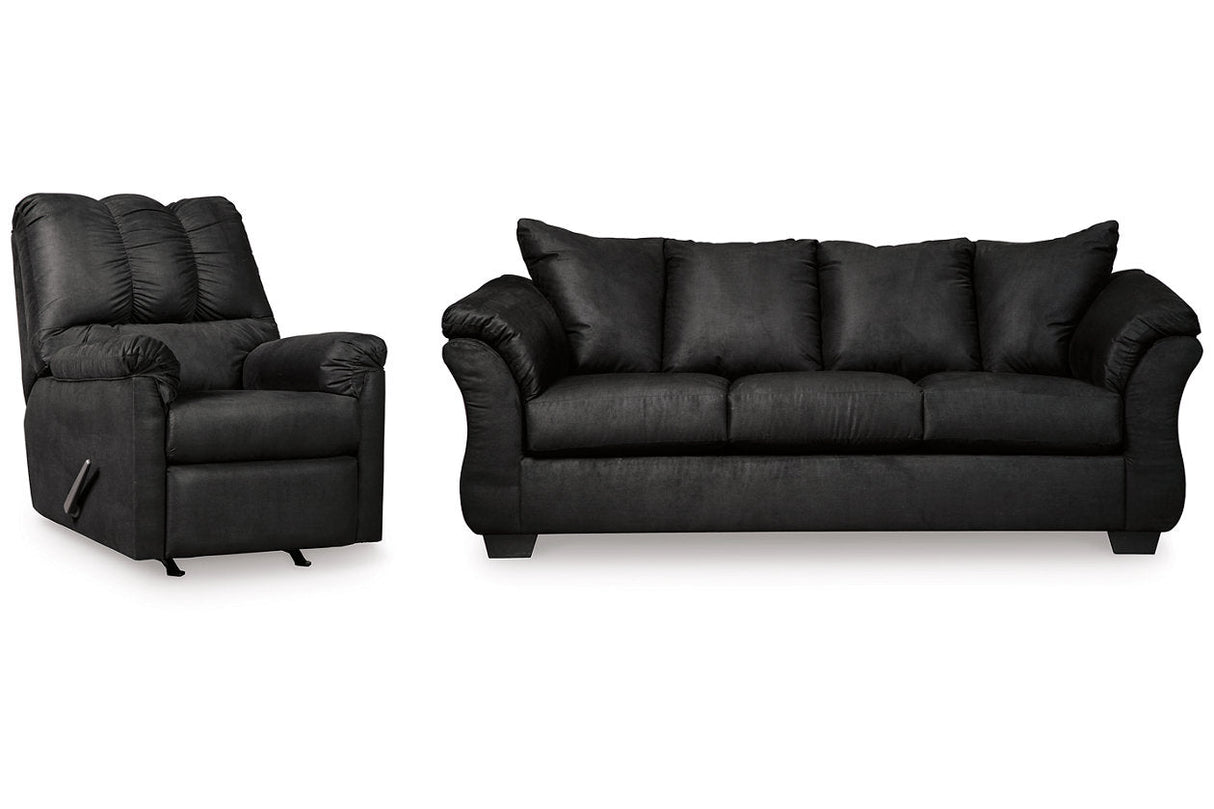 Darcy Black Sofa and Recliner