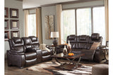 Warnerton Chocolate Power Reclining Loveseat with Console