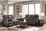 Warnerton Chocolate Power Reclining Loveseat with Console