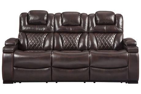 Warnerton Chocolate Power Reclining Sofa and Loveseat