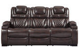 Warnerton Chocolate Power Reclining Sofa and Recliner