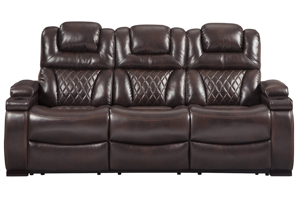 Warnerton Chocolate Power Reclining Sofa and Loveseat with Power Recliner