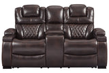 Warnerton Chocolate Power Reclining Sofa and Loveseat